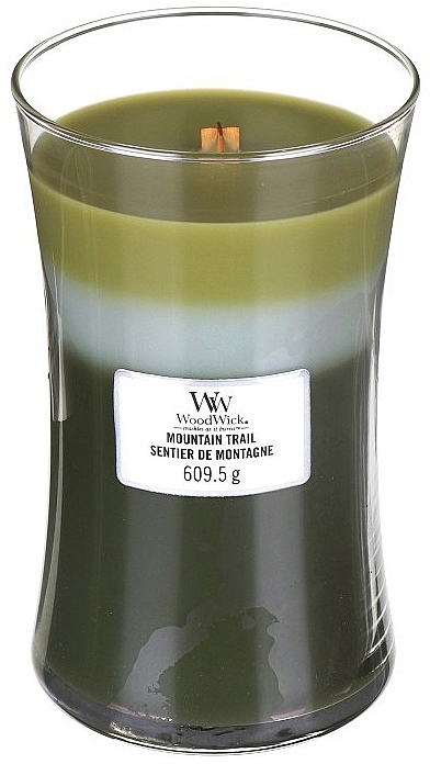 Scented Candle in Glass - WoodWick Hourglass Trilogy Candle Mountain Trail  — photo N2