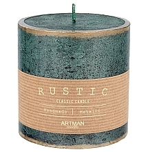 Fragrances, Perfumes, Cosmetics Decorative Candle, 9x9 cm, green - Artman Rustic Patinated