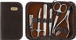 Fragrances, Perfumes, Cosmetics Manicure Kit, 6 tools, dark-brown, 77106BD - SPL