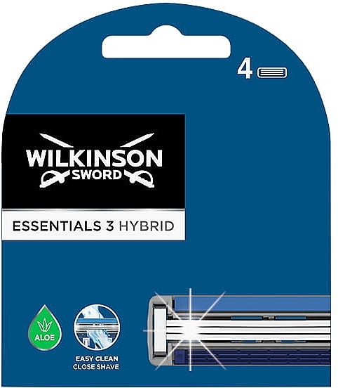 Men's Razor Replacement Cartridges, Pack of 4 - Wilkinson Sword Essentials 3 Hybrid — photo N1