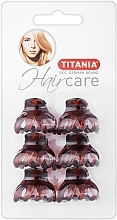 Fragrances, Perfumes, Cosmetics Small Plastic Hair Clip, 3 cm, 6 pcs, brown - Titania
