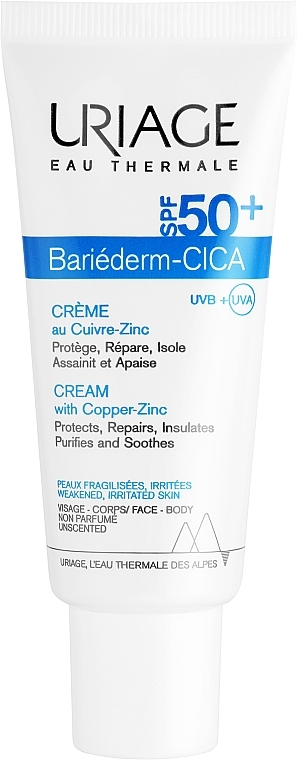 Repair Cream for Weakened & Irritated Skin - Uriage Bariederm Cica-Cream Copper-Zinc SPF50 — photo N1