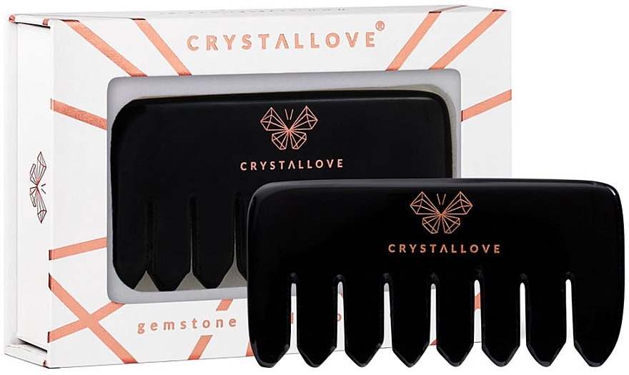 Massaging Obsidian Hair Comb - Crystallove — photo N1