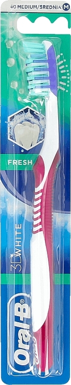 Medium Toothbrush "Freshness" 40, purple - Oral-B 3d White Fresh — photo N1