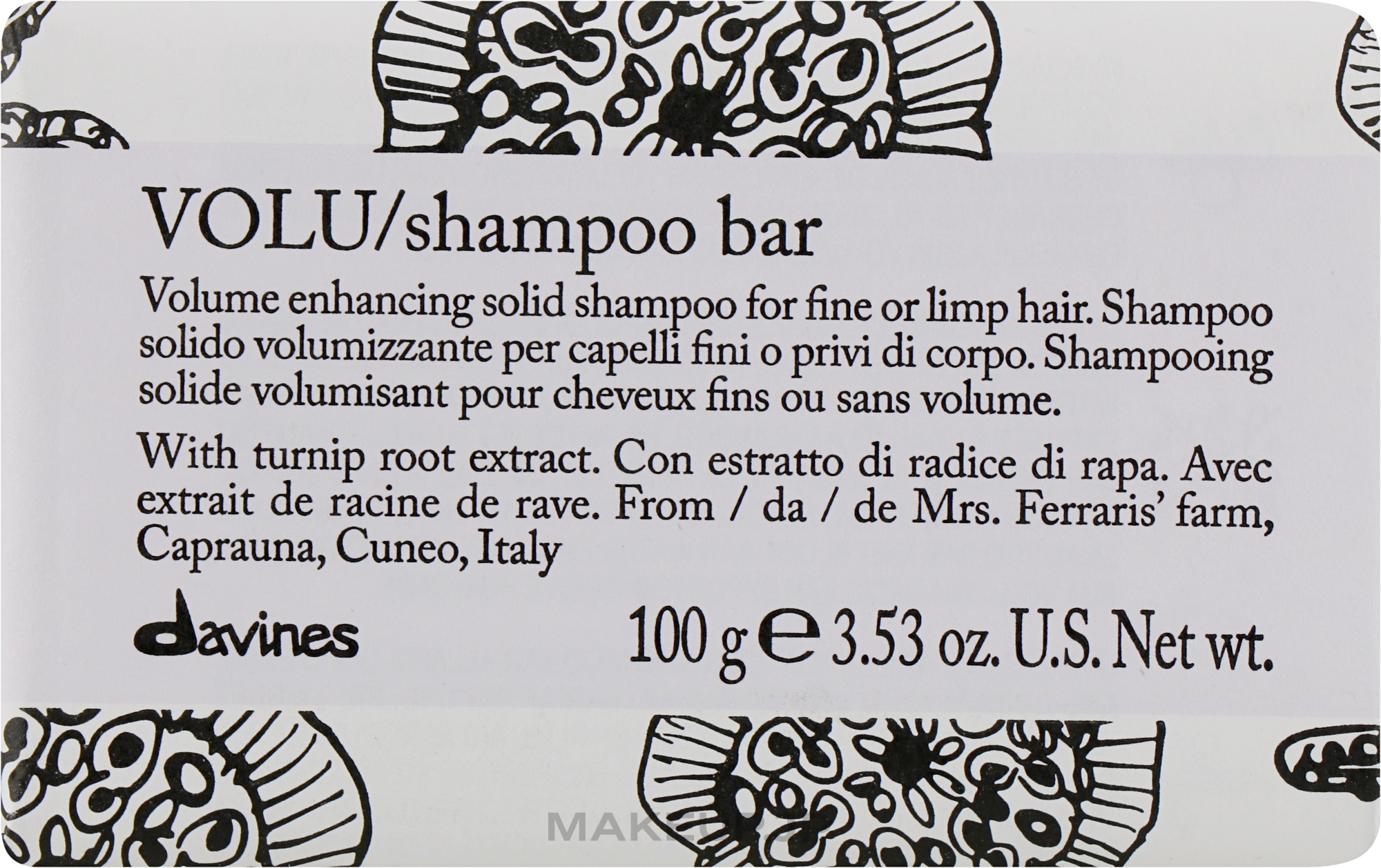 Volume Solid Shampoo for Thin & Weakened Hair - Davines Essential Haircare Volu Shampoo Bar — photo 100 g