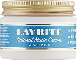 Fragrances, Perfumes, Cosmetics Matte Hair Styling Cream - Layrite Natural Matte Cream
