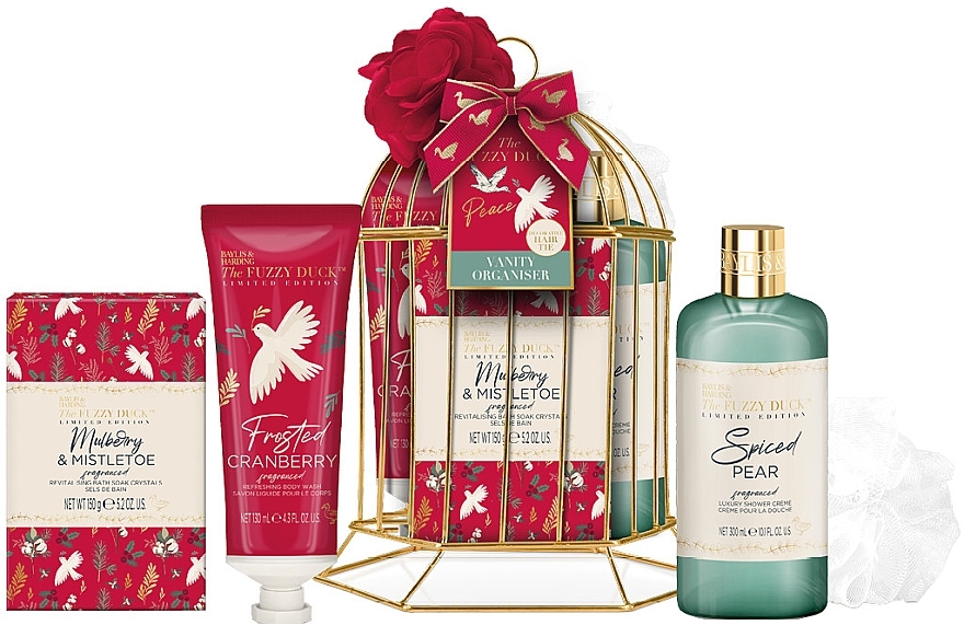 Set - Baylis & Harding The Fuzzy Duck Winter Wonderland Vanity Organiser Gift Set (sh/cr/300ml + sh/gel/130ml + bath/salt/150g + sponge) — photo N1