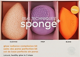 Makeup Sponge+ Set, 3 pcs - Real Techniques Sponge Set Glow Radiance Complexion Kit — photo N1