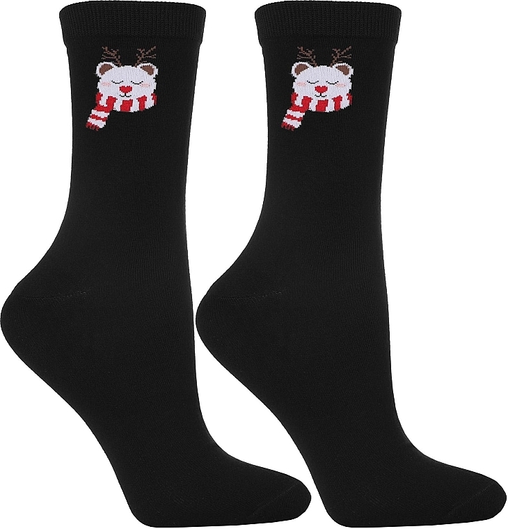 Women Socks with Christmas Motif CSLS250-020, black - Moraj — photo N1