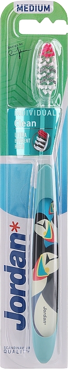 Individual Clean Medium Toothbrush, mint with birds - Jordan Individual Clean Medium — photo N1