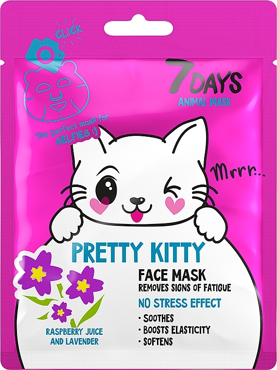 Face Mask "Pretty Kitty" - 7 Days Animal Pretty Kitty — photo N2