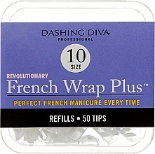 Fragrances, Perfumes, Cosmetics Narrow Nail Tips "French Smile+" - Dashing Diva French Wrap Plus White 50 Tips (Size 10)