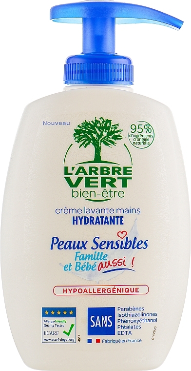 Cream Soap for Sensitive Skin - L'Arbre Vert Family & Baby Sensitive (with dispenser) — photo N1