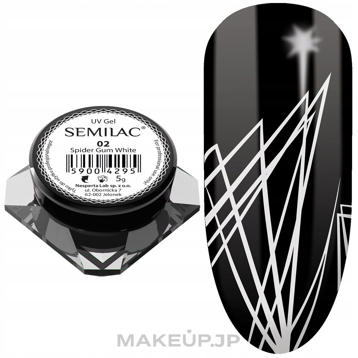 Nail Art Gel "Cobweb" - Semilac Spider Gum UV Gel — photo 02 - White