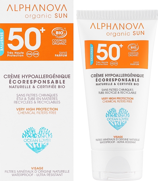 Sunscreen For Sensitive Skin - Alphanova Organic Sun SPF 50 Very High Protection Chemical Filters Free — photo N2