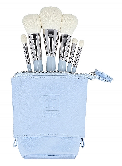 Makeup Brushes+Case, 6 pcs, blue - ILU Brush Set — photo N1