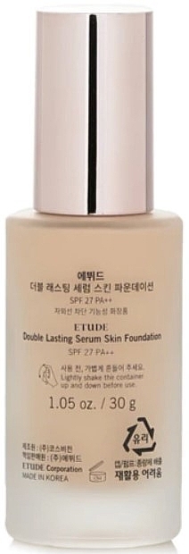 Dual Action Foundation Serum - Etude Double Lasting Serum Skin Foundation SPF 27 (23N1 Sand) — photo N2