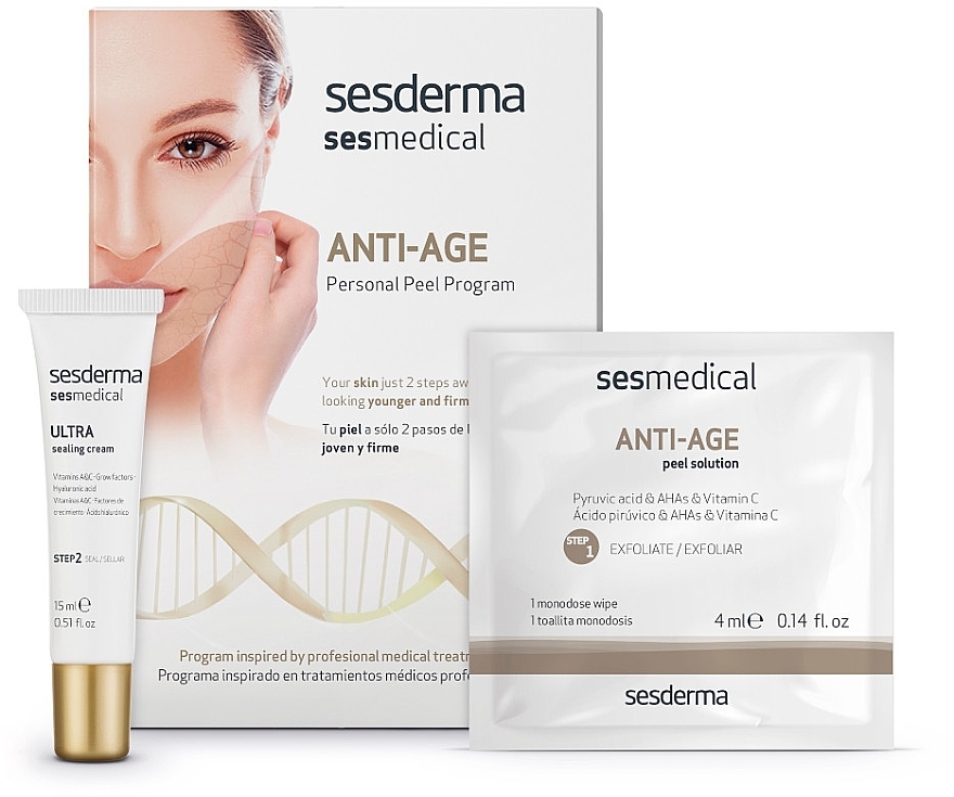 Anti-Aging Face Peel Program - Sesderma Sesmedical Anti-Age Personal Peel Program (cr/15ml + wipe/4x4ml) — photo N1