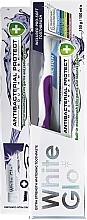 Fragrances, Perfumes, Cosmetics Set with Purple Toothrush - White Glo Antibacterial Protect Set (t/paste/100ml + t/brush/1pc)