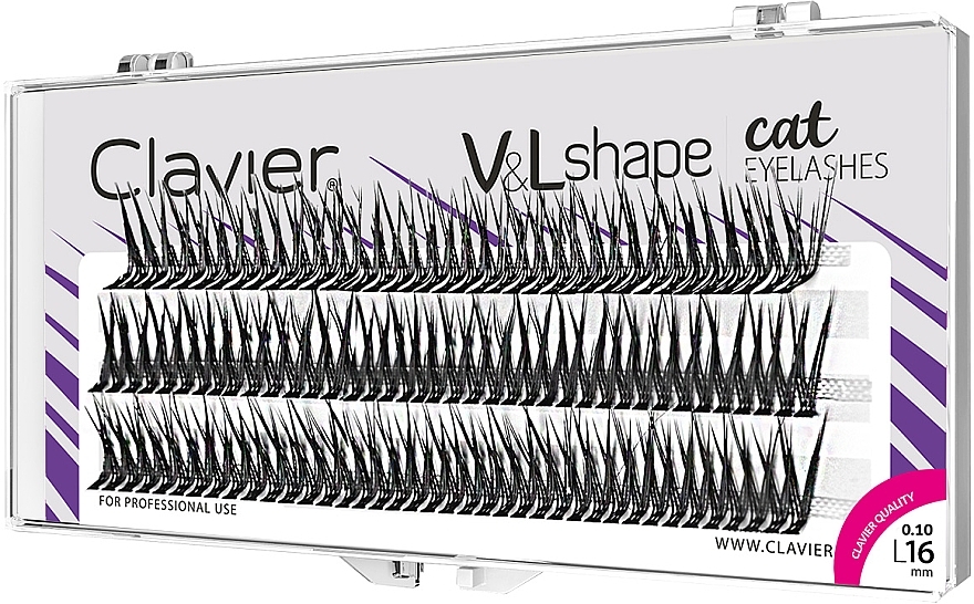 Lash Individuals L, 16 mm - Clavier V&L Shape Cat Eyelashes — photo N1