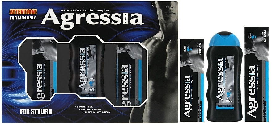 Gift Set "Sensitive 1" - Agressia Normal (shm/gel/250ml + cr/100ml + cr/75ml) — photo N1