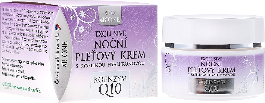 Night Face Cream - Bione Cosmetics Exclusive Organic Night Facial Cream With Q10 — photo N1