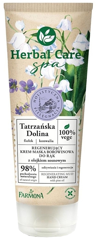 Hand Cream with Peat Mask & Coniferous Oil "Tatra Valley" - Farmona Herbal Care SPA Regenerating Mud Hand Cream — photo N1