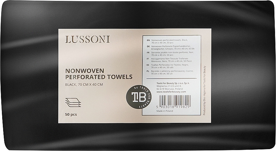 Cellulose Towel, 70x40cm, black - Tools For Beauty Lussoni Towel Cellulose — photo N1