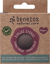 Facial Wash Sponge "Green Tea" - Benecos Natural Konjac Sponge Green Tea — photo N1