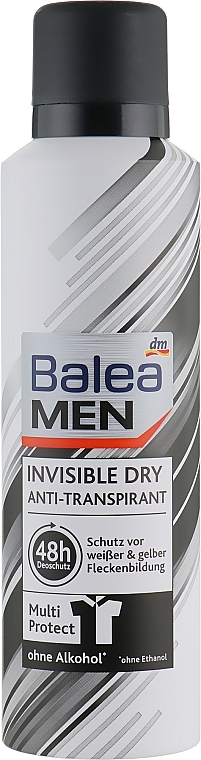 Deodorant Antiperspirant Spray "Invisible" - Balea Men Invisible Dry Anti-Transpirant Deodorant — photo N1