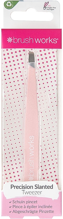 Slanted Tweezers, pink - Brushworks Precision Slanted Tweezers — photo N1