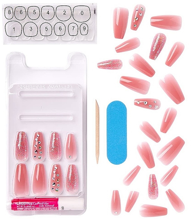 False Nails with Glue Set 'Ballerina' - Kiss Nails Jelly Fantasy — photo N2