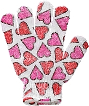 Fragrances, Perfumes, Cosmetics Bath Glove Sponge, 30512, white with pink and red hearts - Top Choice