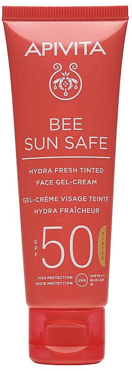 Seaweed & Propolis Tinted Face Gel-Cream - Apivita Bee Sun Safe Hydra Fresh Tinted Face Gel-Cream SPF50 — photo N2