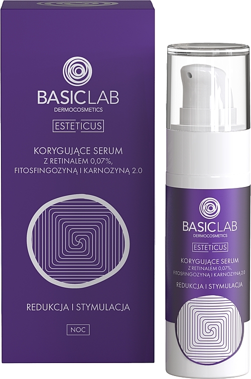 Correcting Serum with 0,07% Retinol, Phytosphingosine & Carnosine 2.0 - BasicLab Dermocosmetics Esteticus — photo N2