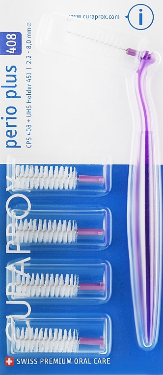 Prerio Plus Interdental Brush Set, CPS 408 with purple holder - Curaprox — photo N1