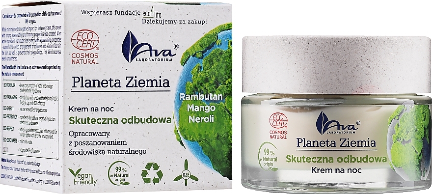 Night Face Cream 'Effective Regeneration' - Ava Laboratorium Planeta Ziemia Effective Restoration Night Cream — photo N2
