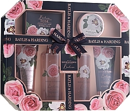 Fragrances, Perfumes, Cosmetics Set - Baylis & Harding Boudoire Rose Set (sh/gel/130ml + sh/gel/300ml + lot/130ml + crystals/100g + bath/f/300ml + soap/100g)