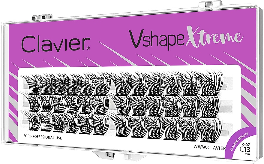 False Eyelashes Set , C, 13 mm - Clavier V Shape Extreme  — photo N1