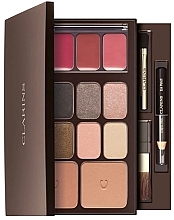 Fragrances, Perfumes, Cosmetics Set - Clarins Make-Up Travel Palette (eye/pen/0,39g + mascara/3ml + eyeshadow/1gx6 + lipstick/1gx3 + powder/4,5g + blush/4,5g + Brush/2pc)