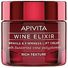 Fragrances, Perfumes, Cosmetics Anti-Wrinkle Lifting Cream with Santorini Wine Polyphenols - Apivita Wine Elixir Wrinkle And Firmness Lift Cream Rich Texture