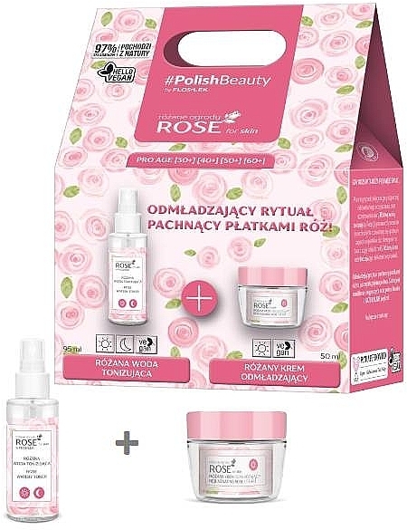 Set - Floslek Rose For Skin (toner/95ml + cream/50ml) — photo N1