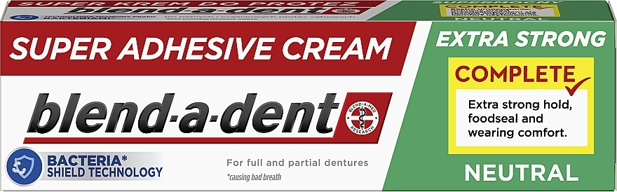 Extra Strong Neutral Dentures Adhesive Cream - Blend-A-Dent Super Adhesive Cream — photo N3