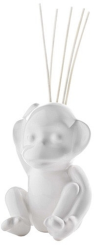 Empty Ceramic Diffuser with Sticks - Millefiori Milano Lovely Monkey White Ceramic Diffuser 5 Sticks — photo N1