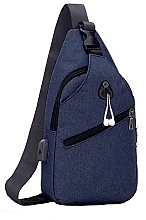 Fragrances, Perfumes, Cosmetics Backpack with One Shoulder Strap CS BP-003, USB connector, size 17*33*9cm, Blue - Cosmo Shop