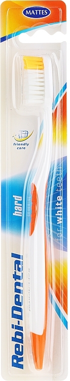 Toothbrush Rebi-Dental M46, Hard Bristles, white-orange - Mattes — photo N1