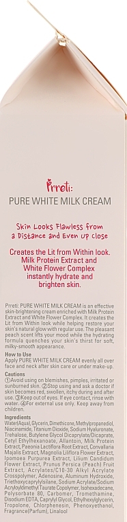 Milk Protein Moisturizing & Brightening Face Cream - Prreti Pure White Milk Cream — photo N3