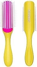 D3 Hair Brush, yellow and pink - Denman Medium 7 Row Styling Brush Honolulu Yellow — photo N1
