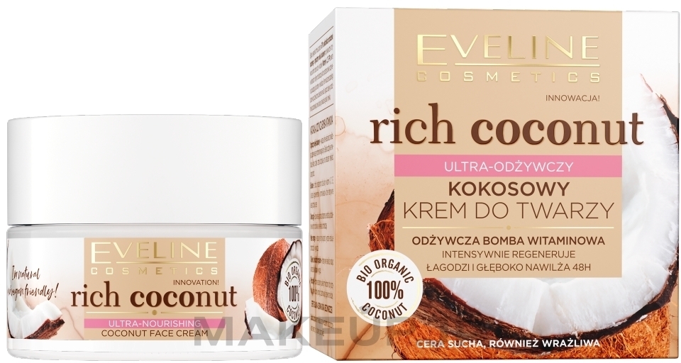 Ultra-Nourishing Face Cream - Eveline Cosmetics Rich Coconut Face Cream — photo 50 ml