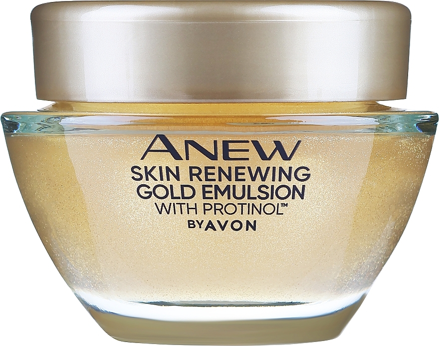 Night Face Cream - Avon Anew Skin Renewing Gold Emulsion with Protinol — photo N1